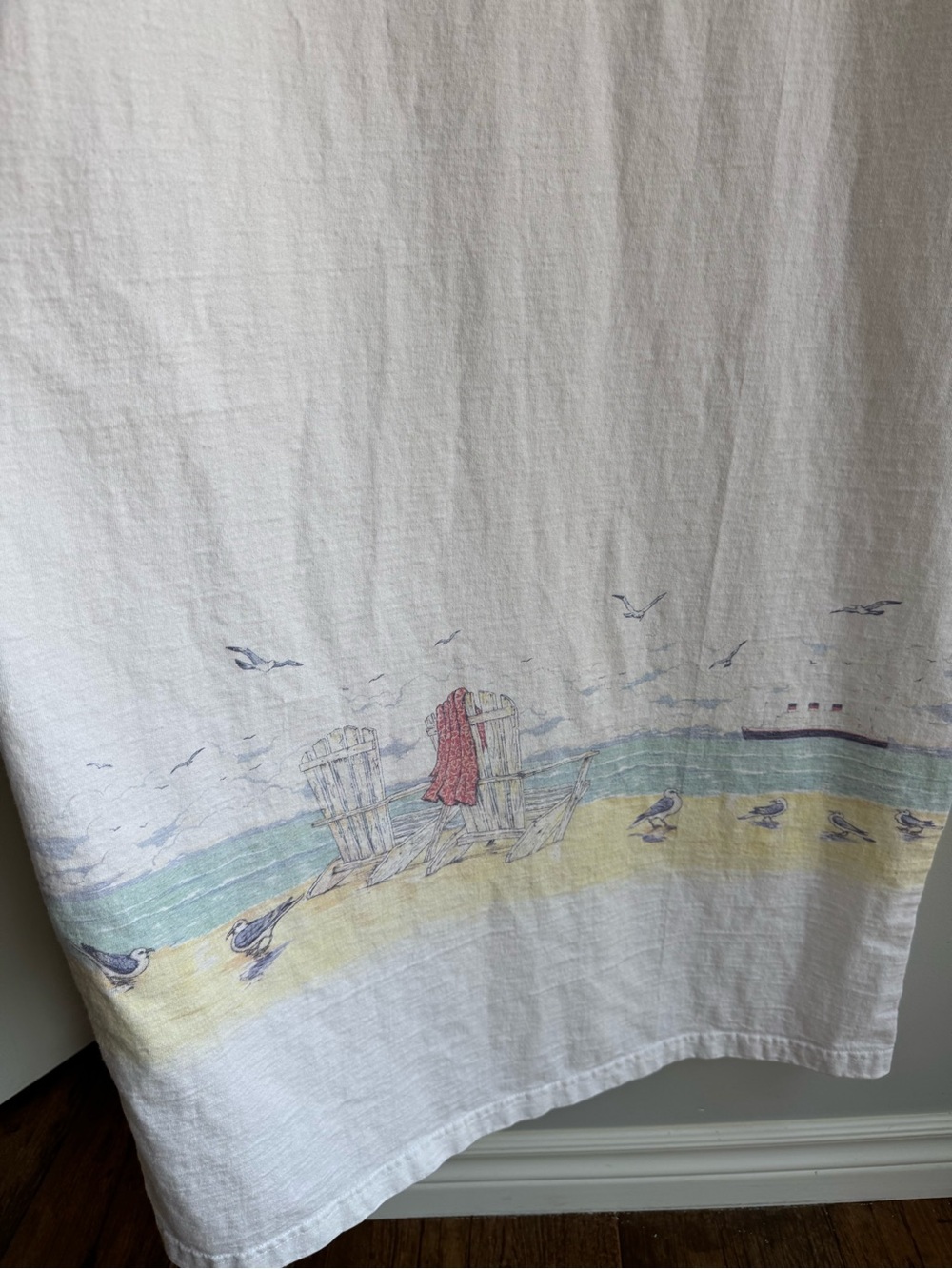 Vtg 90s Cottagecore Dress + Jacket Set 3X White Watercolour Maxi Beach Coastal - Picture 9 of 14